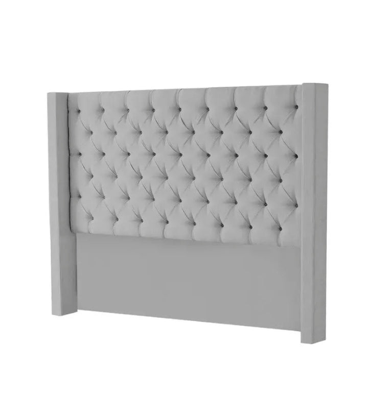 Velvet Diamond Tufted Headboard- Light Grey